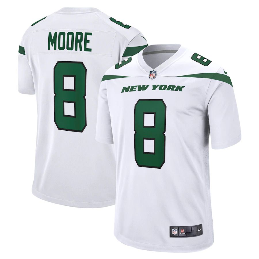 Men New York Jets 8 Elijah Moore Nike White Game NFL Jersey